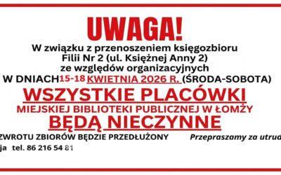 15-18 kwietnia biblioteka nieczynna