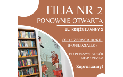 Wkrótce ponowne otwarcie Filii nr 2 (ul. Księżnej Anny 2)!